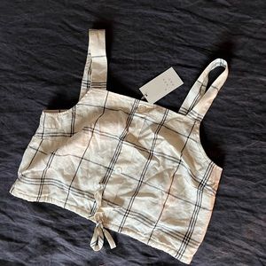 NWT one fine day gingham print crop linen tank